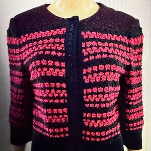Ming Wang Sapphire Jacket Red Black Knit Size Petite Medium